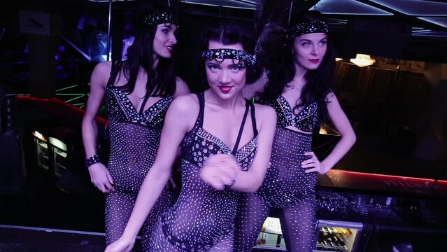 Dancing girl in costume burlesque
