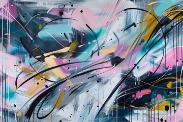 Abstract Paint Strokes on Canvas - Colorful Modern Artwork, Generative AI