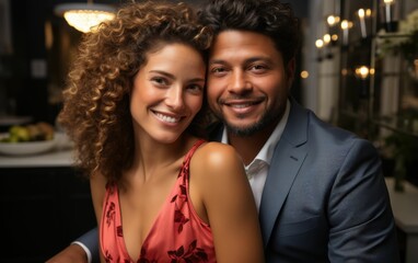 Fototapeta premium A man and a woman are smiling at the camera