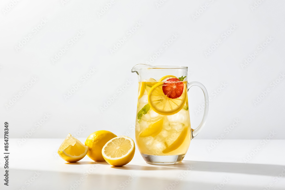 Sticker Refreshing Lemonade Pitcher with Lemon Slices and Mint