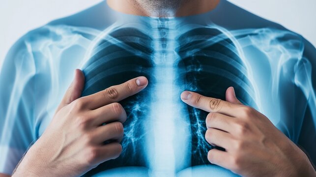 Chest X-ray indicating community-acquired pneumonia