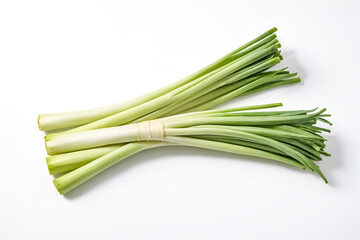 Fresh Green Onions on White Background