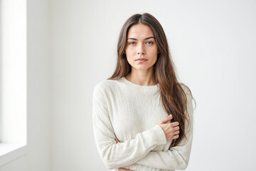 Obraz premium Portrait of a woman with arms crossed