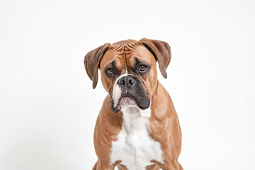 Boxer dog with serious expression