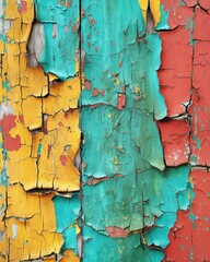 Cracked and Peeling Paint on Wooden Surface