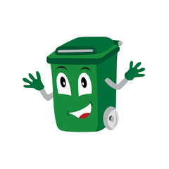 Green trash cartoon vector design. Good for icon cartoon, t-shirt, merchandise, brochure, ads, etc