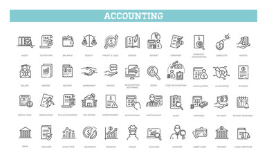 Accounting, audit, taxes icons set