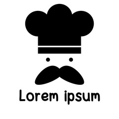 Logo for restaurant or food related cooking. Cute mustache male chef.