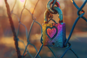 Love Padlock at Sunset 