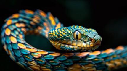 Fototapeta premium Vibrant and Colorful Snake Close-Up, Generative AI