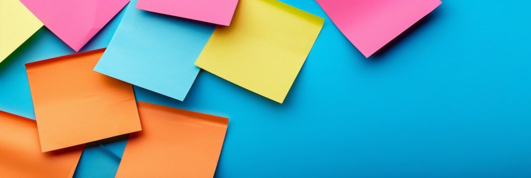 Vibrant sticky notes on whiteboard  creative collaboration and brainstorming session close up