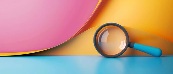 Minimalistic marketing banner with a search bar and magnifying glass with empty text space