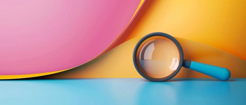 Minimalistic marketing banner with a search bar and magnifying glass with empty text space