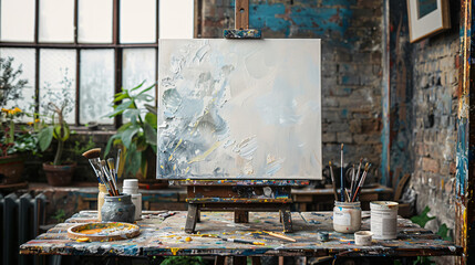 Artistic equipment in a artist studio 