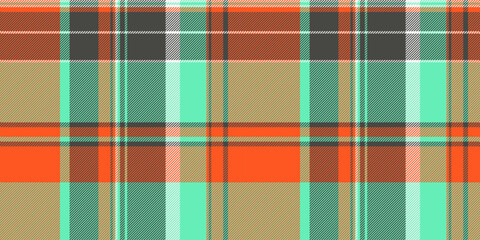 Package background vector plaid, father check texture seamless. Ireland fabric pattern textile tartan in mint and red colors.