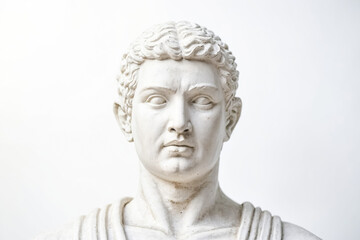 Closeup of a White Marble Bust of a Man