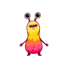 Cute cartoon monster on white background. Monster Icon. Happy Alien. Doodle Funny monster with pink color. 