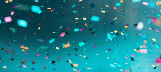 Minimalist confetti burst symbolizing successful corporate event outcome and joyous celebration