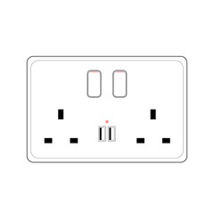 Power plug two Socket Outlet type g with switch and usb port