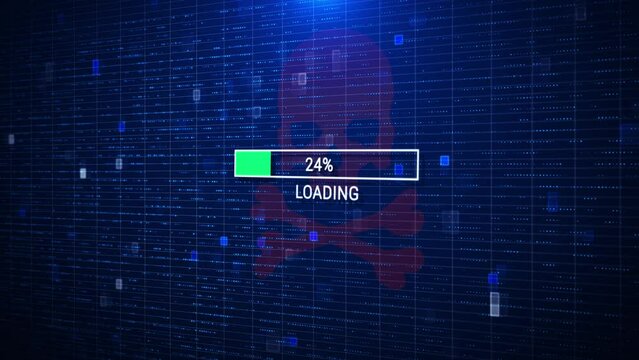 Red critical error message flashing computer screen Loading Process, hacker alert design. Hacker attack. programming code glitch effect. Error signal . Virus code software hack concept. Cyber security