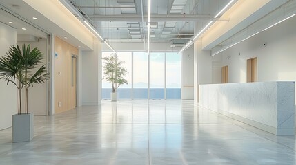 A minimalist eco-friendly construction certification office with a white backdrop, Building certifications and eco-friendly construction standards. Generative AI.