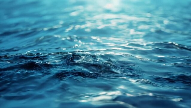 Blue water surface background with gentle ripples and sparkling reflections. Generated with Ai
