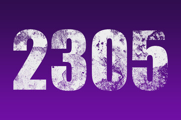 flat white grunge number of 2305 on purple background.	