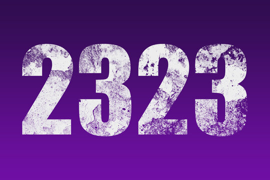 flat white grunge number of 2323 on purple background.	