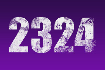 flat white grunge number of 2324 on purple background.	