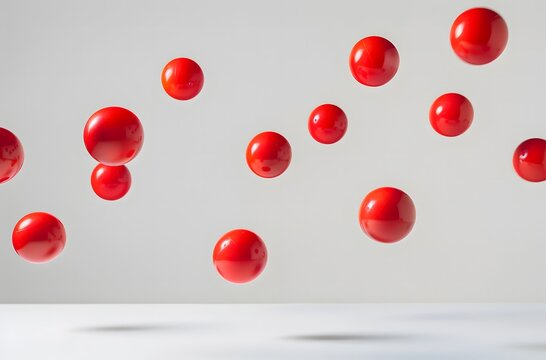 Bouncing red Balls on White Wall