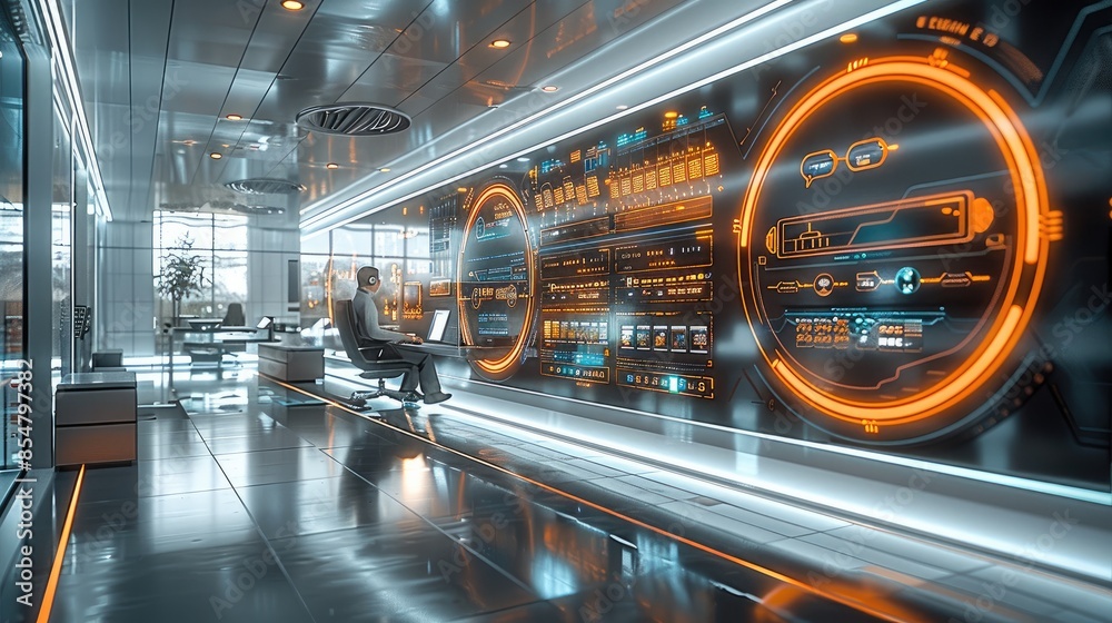 Leinwandbilder a sleek, high-tech office setting with a futuristic feel, showcasing advanced ai technology. in the 