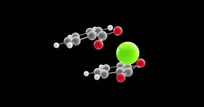 Calcium benzoate molecule, rotating 3D model of preservative e213, looped video on a black background