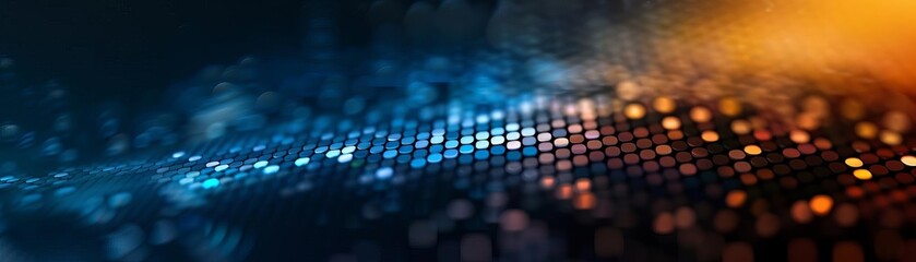 Fototapeta premium Abstract blurred background with blue and orange lights.