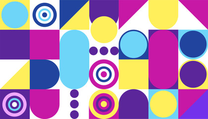 Colorful Geometric Pattern with Circles and Squares