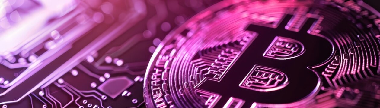 Close up of a bitcoin coin with a blurred background