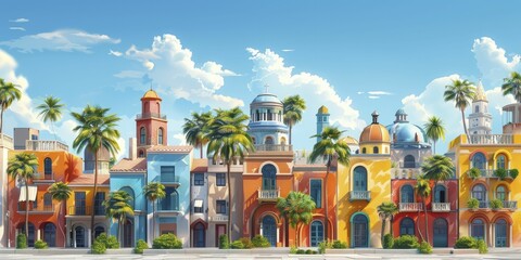 The Mediterranean urban skyline seamlessly blends traditional architecture with contemporary cityscapes.