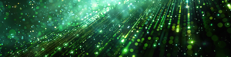 Naklejka premium Digital Rain - Matrix Code in Green