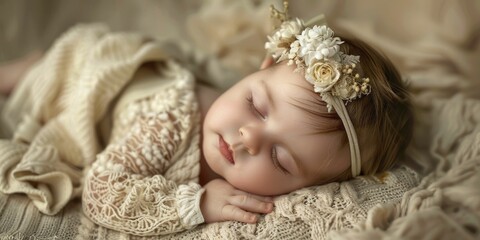Sweet baby photography with gentle lighting and soft backgrounds to enhance the subject's innocence.