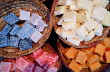 Colorful soap in souvenir moroccan shop.