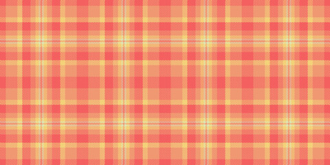 Textured textile tartan texture, interior check fabric background. Dining room vector plaid pattern seamless in orange and red colors.
