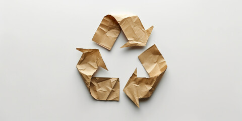 Recycling Concept with Crumpled Paper Forming Recycle Symbol