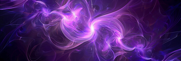 Fototapeta premium Iridescent fractal patterns on a dark purple background: Mystical and modern, perfect for sci-fi or futuristic designs, the iridescent patterns and purple backdrop create a visually captivating and
