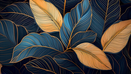 Collection of tropical palm leaves, floral foliage  background