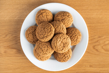 Oatmeal cookies. Fresh sweet pastries for tea. Homemade oatmeal sweets.