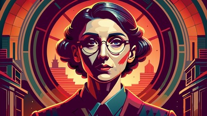 Portrait of a handsome young man with glasses. Vector illustration.The teacher with glasses