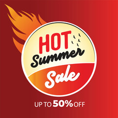 summer sale banner design vector illustration , social media and website , up to 50% off