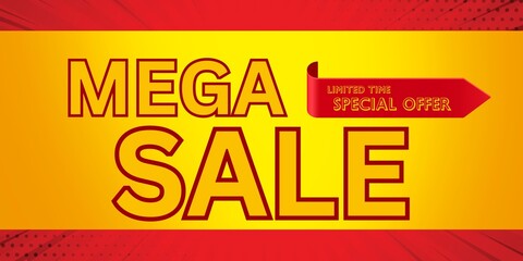 Mega sale, big sale banner, colorful modern sale banner design template, new look creative business banner design, business promotion poster, mega discount banner