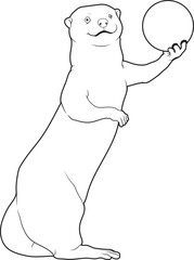 Otter Bowling Bowling ball Animal Vector Graphic Art Illustration