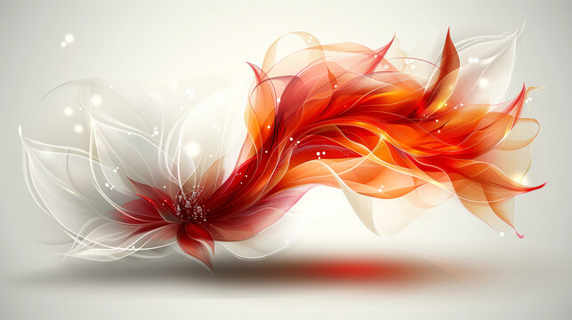 Red and white abstract flower on white background