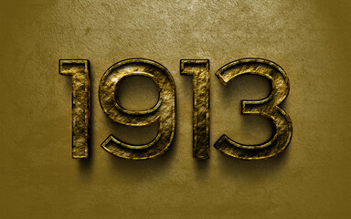 3D dark golden number design of 1913 on cracked golden background. © Fayazravat143